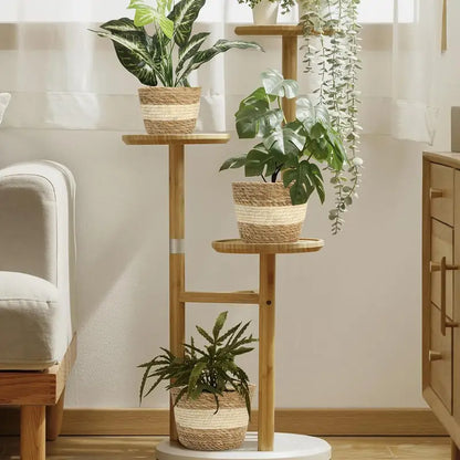 Decorative Seagrass Plant Baskets – 3-Piece Set of Handwoven Planters with Plastic Liner for Home and Garden