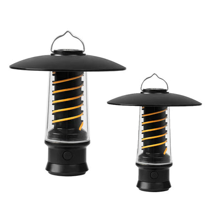 Lantern with LED Spiral and Bright Flashlight for Outdoor Use