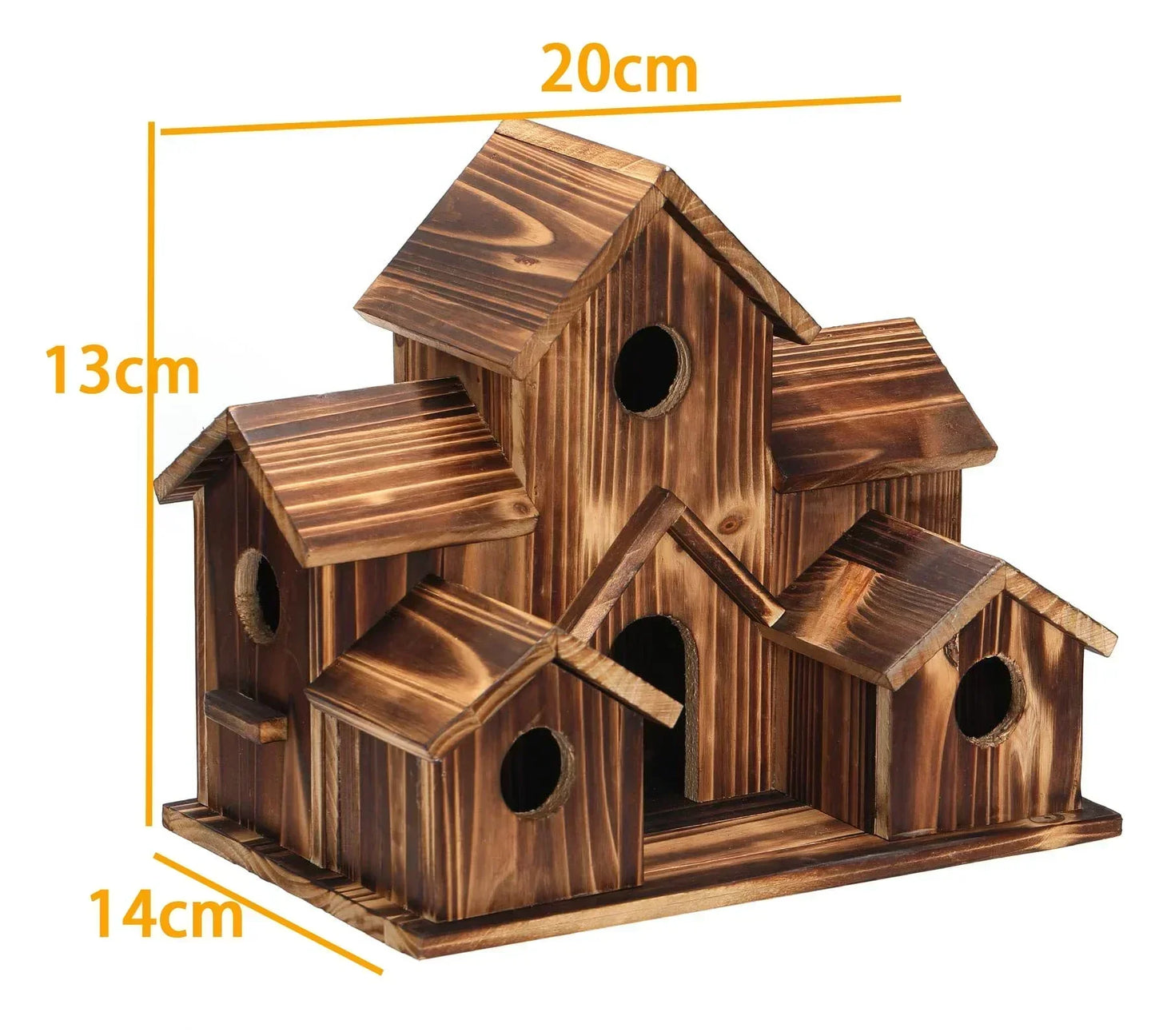 6-Hole Handcrafted Birdhouse – Rustic Garden Decoration for Birds