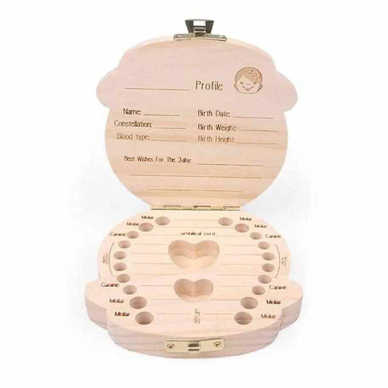 Wooden Tooth Box for Baby Teeth – Keepsake Box with Space for Teeth and Personal Information