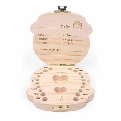 Wooden Tooth Box for Baby Teeth – Keepsake Box with Space for Teeth and Personal Information
