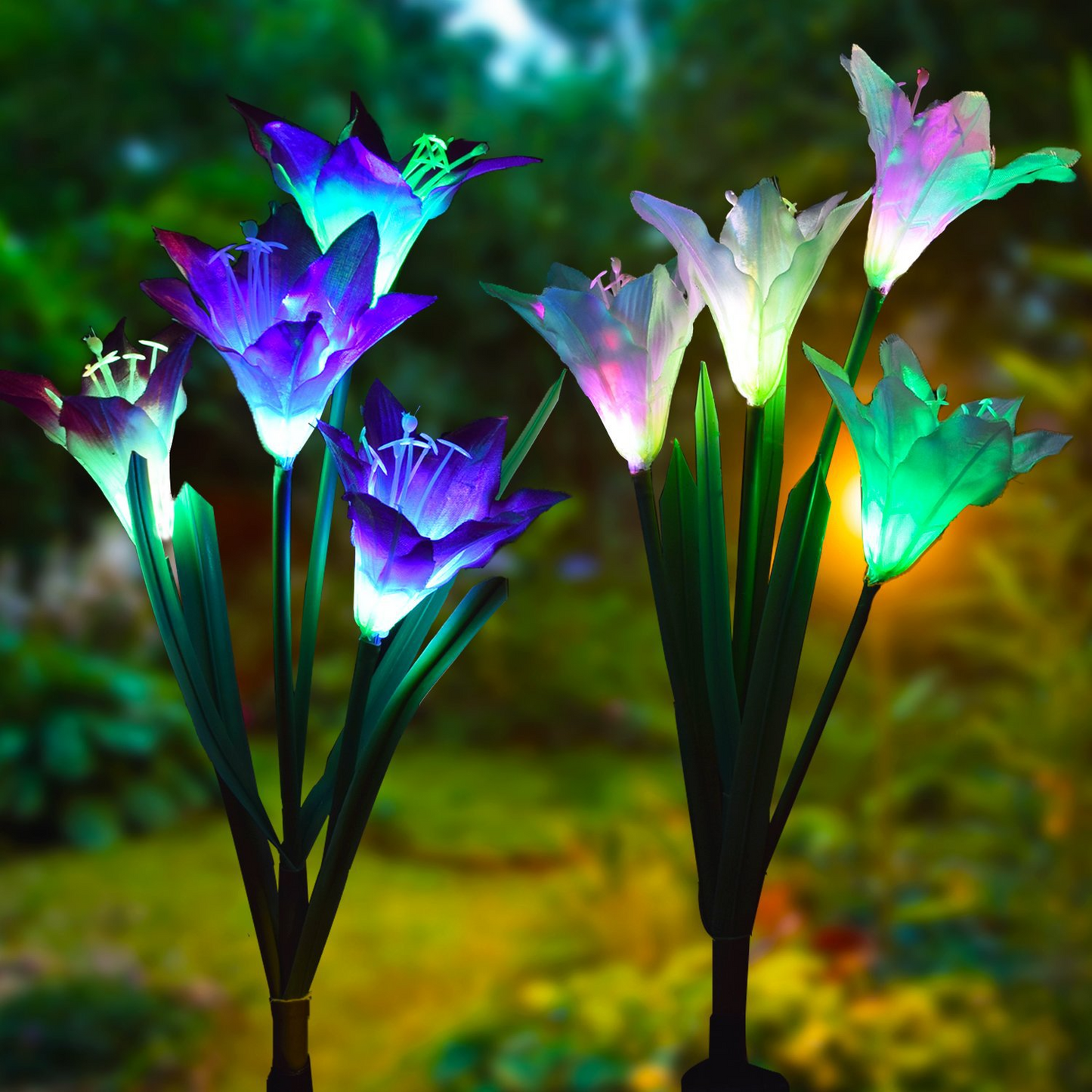 Color-Changing Solar LED Flower Lights – Lily-Shaped Garden Lights with Stake for Outdoor Use