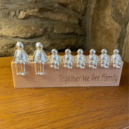 Timeless Family Sculpture Made of Wood and Metal with Personalized Engraving