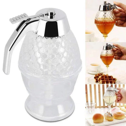 Drip-Free Glass Honey Dispenser – Stylish Dispenser for Honey, Syrup & Liquids