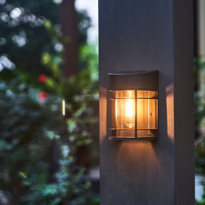 LED Outdoor Wall Light with Glass Grid – Weatherproof Garden Lamp for Patio, Balcony, and Entrance Area