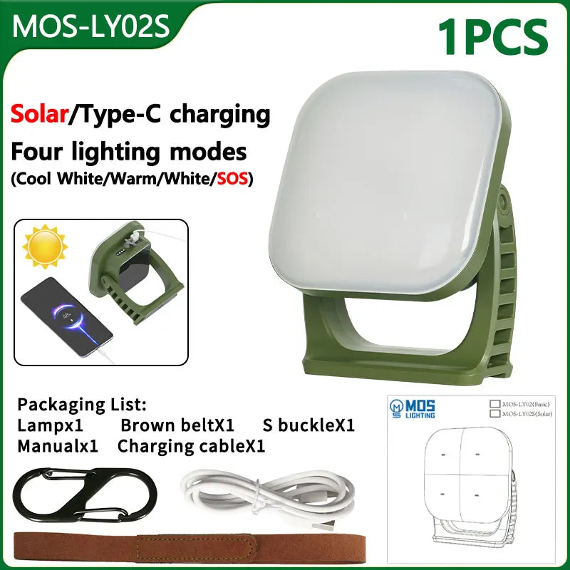 80W LED Solar Camping Lamp with Magnet and Zoom Function – Rechargeable and Practical