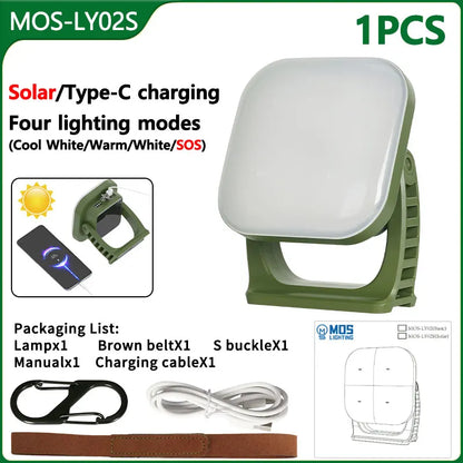 80W LED Solar Camping Lamp with Magnet and Zoom Function – Rechargeable and Practical