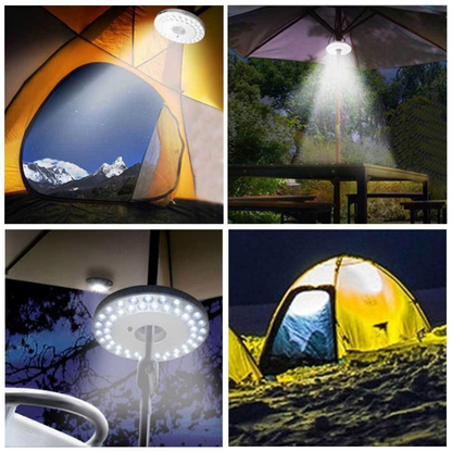 Solar LED camping lamp – hanging portable tent light for outdoor activities – rechargeable, waterproof, energy-saving