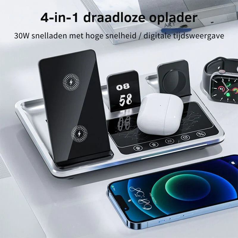 Versatile Wireless Charging Station for Smartphone, Watch, and Earbuds