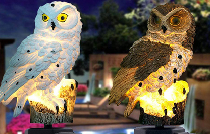 LED solar owl lamp for outdoor use – decorative garden light, weatherproof with solar power for balcony, terrace, and lawn