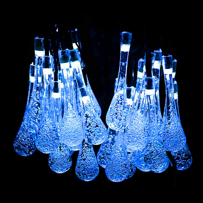 Solar-Powered LED String Lights – Colorful Raindrop Lights for Gardens and Outdoor Spaces