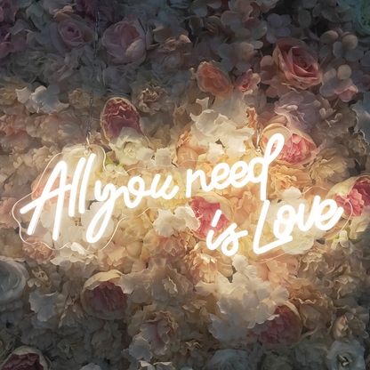 Neon LED Sign “All You Need Is Love” – Decorative Wall Lighting for Living Room and Bedroom