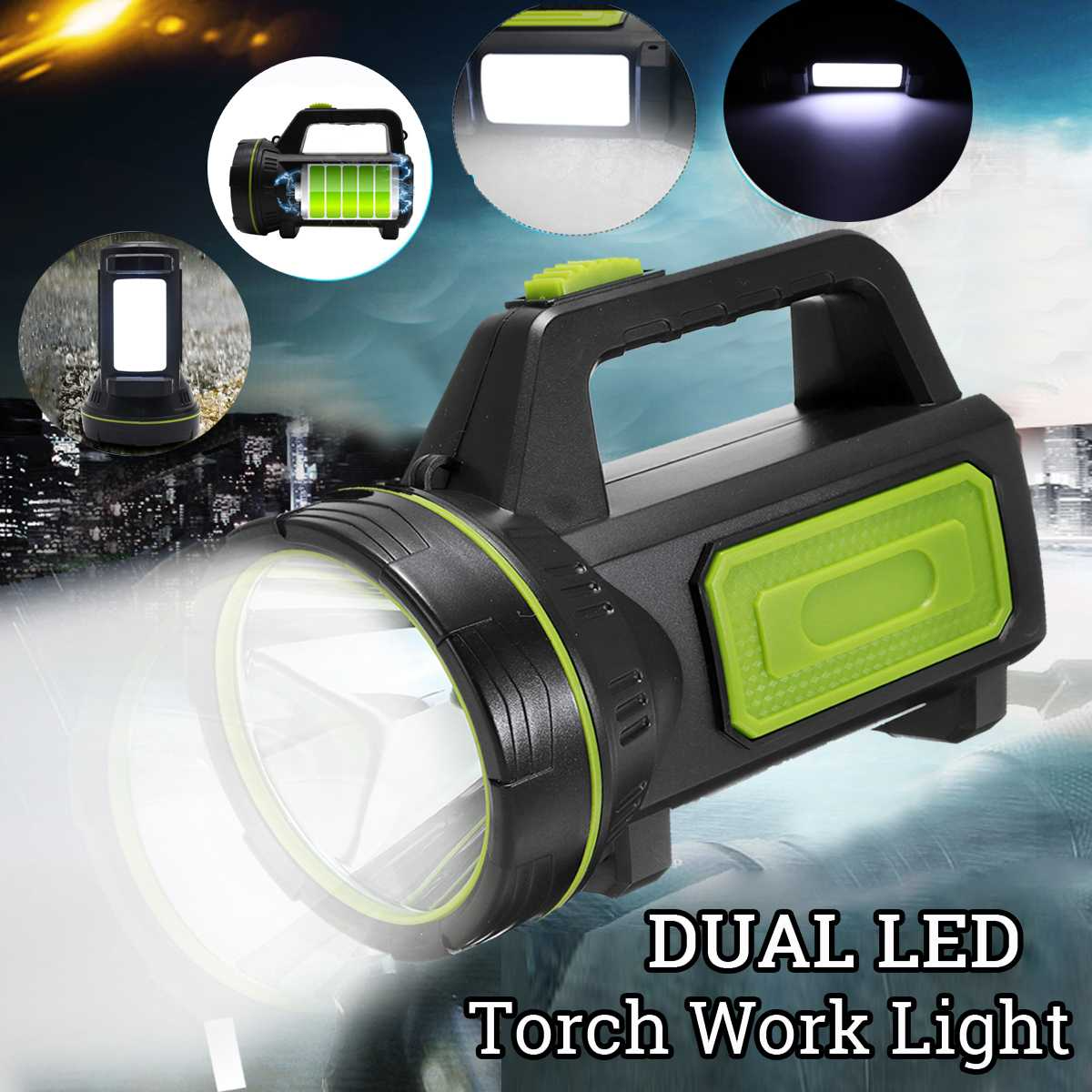 Multifunctional LED Flashlight with Side Spotlight – Portable Work Light for Outdoor Camping and Emergencies