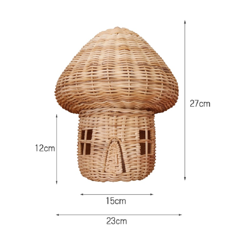 Handcrafted Rattan Mushroom House Ornament – Decorative Woven Accent for Your Home and Garden