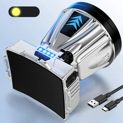 LED Headlamp with USB Charging Port and Built-in Power Bank Function