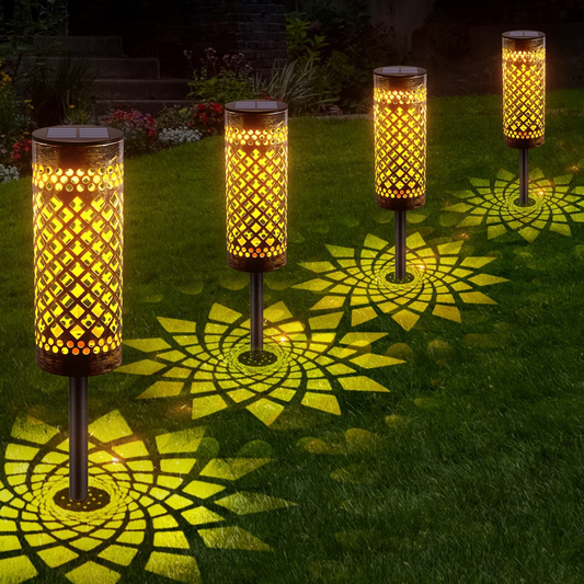 Waterproof Solar LED Garden Light with Projection Pattern – Durable Outdoor Metal Lighting
