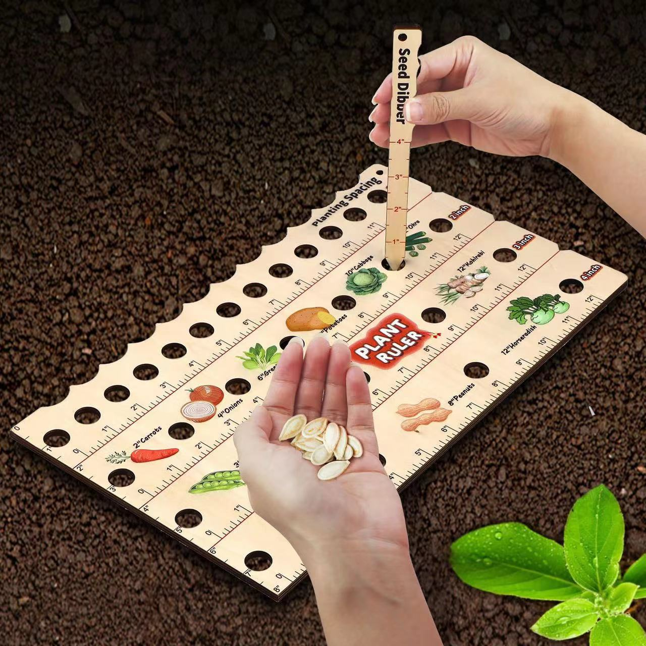 Wooden Planting Ruler – Multifunctional Seed Measuring Tool for Precise Planting in the Garden