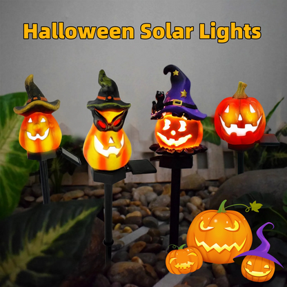 Halloween Solar Lights with Pumpkin and Witch Motifs – Decorative LED Outdoor Lighting for Garden and Patio