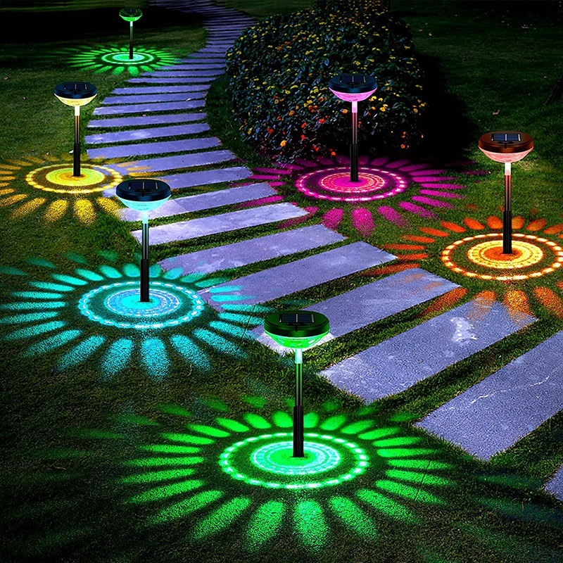 Solar Garden Lamp with Color Change – LED Outdoor Lighting with Floral Pattern for Patio and Garden
