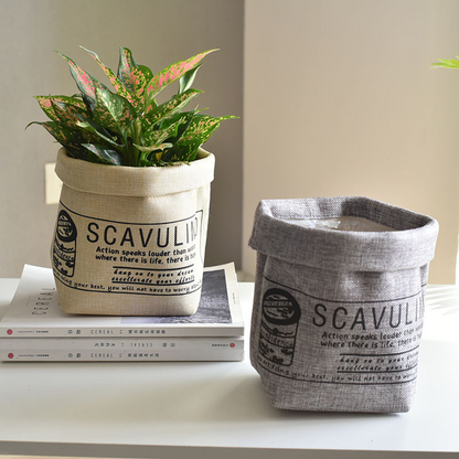 Decorative Fabric Planter with Print – Versatile Plant and Decorative Pot for Home and Garden