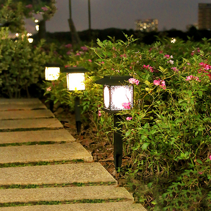Solar LED Garden Lighting – Square Lamp With Warm White Light For Garden, Patio And Pathway Lighting