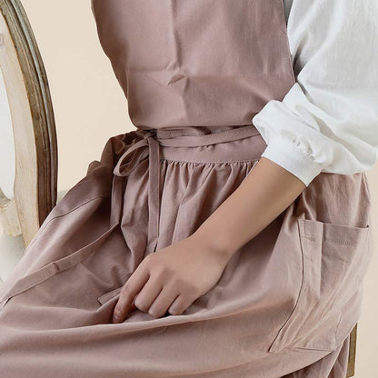 Cotton Cooking Apron with Water-Repellent Surface and Pockets
