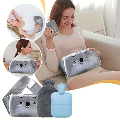 Hot Water Bottle Belt with Soft Plush Cover