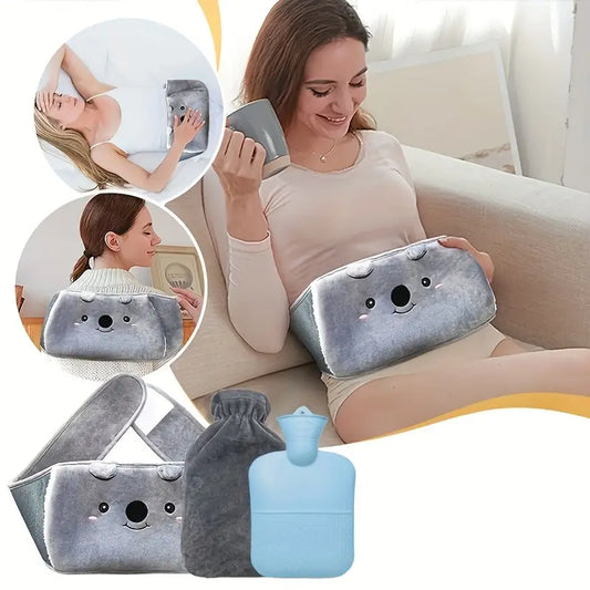 Hot Water Bottle Belt with Soft Plush Cover
