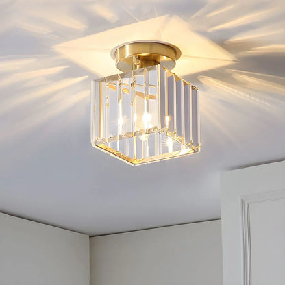Crystal Ceiling Lamp with Gold and Black – Modern LED Ceiling Light for Living Room, Bedroom & Hallway