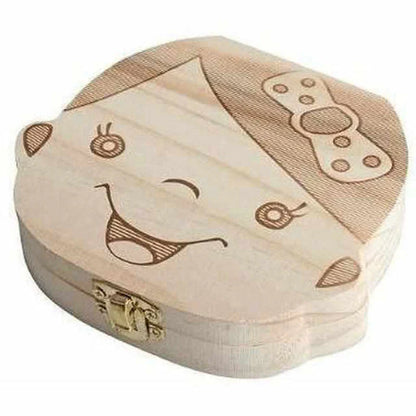 Wooden Tooth Box for Baby Teeth – Keepsake Box with Space for Teeth and Personal Information