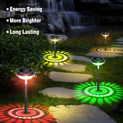 Solar Garden Lamp with Color Change – LED Outdoor Lighting with Floral Pattern for Patio and Garden