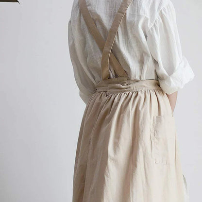 Cotton Cooking Apron with Water-Repellent Surface and Pockets
