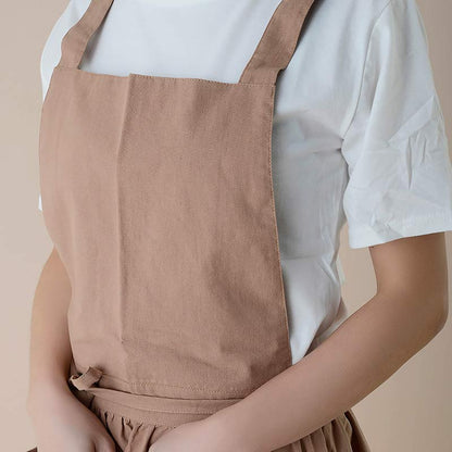 Cotton Cooking Apron with Water-Repellent Surface and Pockets