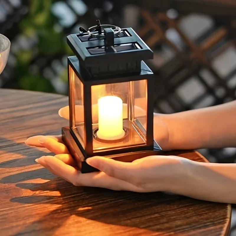 Waterproof Solar LED Lantern with String Lights – Garden Lighting for Terrace and Balcony with Hanging Clip