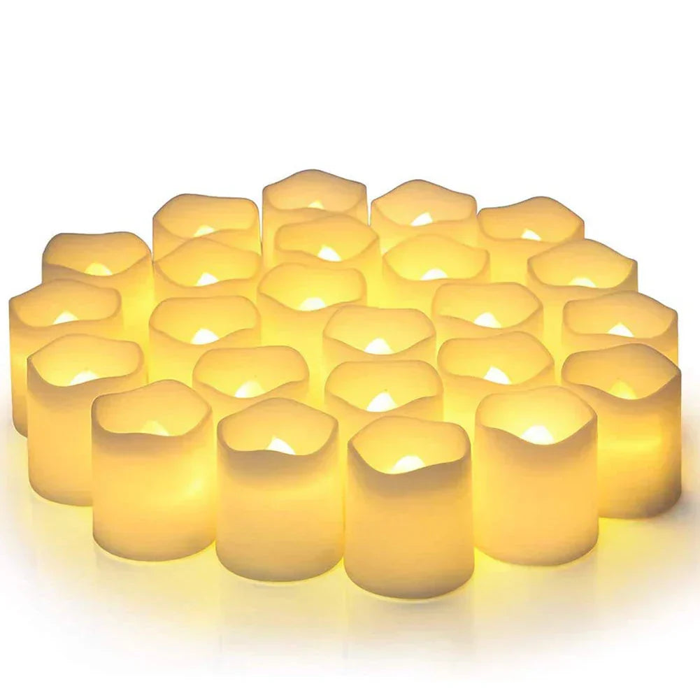 Warm White LED Tealights With Flickering Effect For Festive Decoration