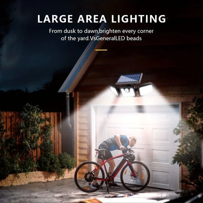 Solar LED Spotlight with Motion Sensor – Triple Outdoor Lighting for Garden, Yard, and Garage