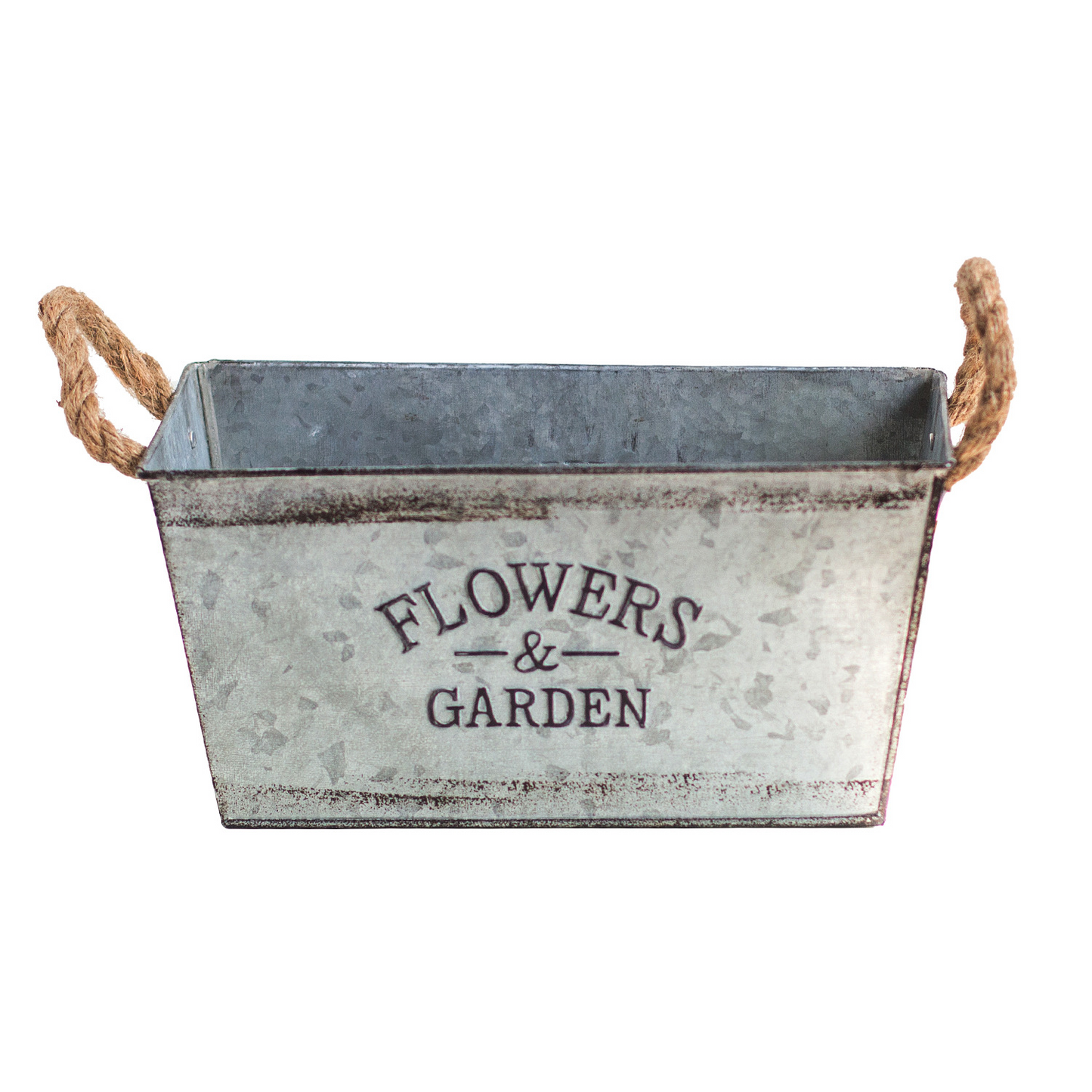Decorative Metal Planter with Hemp Rope Handles – Durable Garden Container for Plants and Flowers
