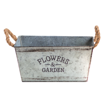 Decorative Metal Planter with Hemp Rope Handles – Durable Garden Container for Plants and Flowers