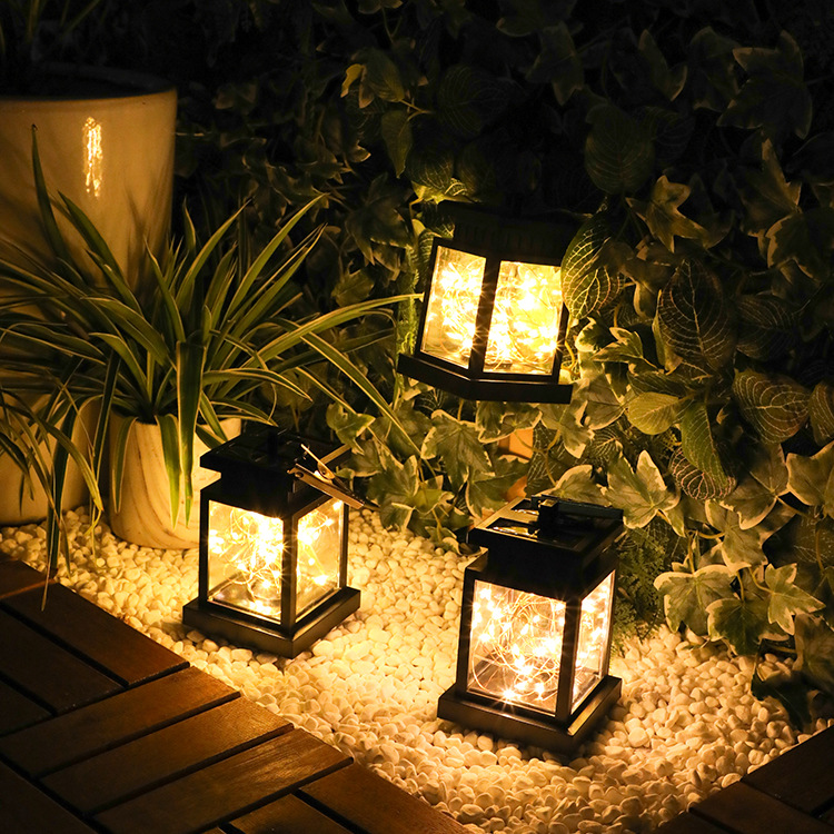 Waterproof Solar LED Lantern with String Lights – Garden Lighting for Terrace and Balcony with Hanging Clip