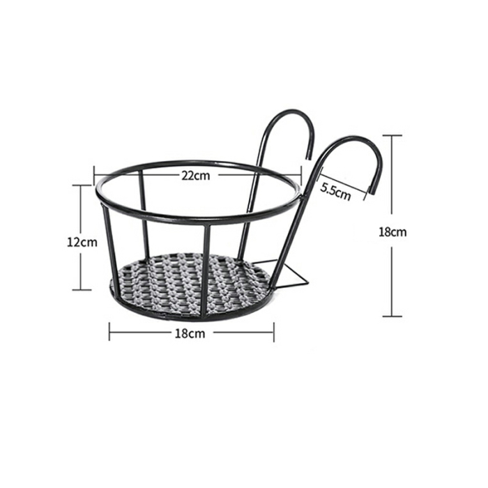 Metal Hanging Plant Basket – Balcony Planter Pot with Hook for Garden and Patio