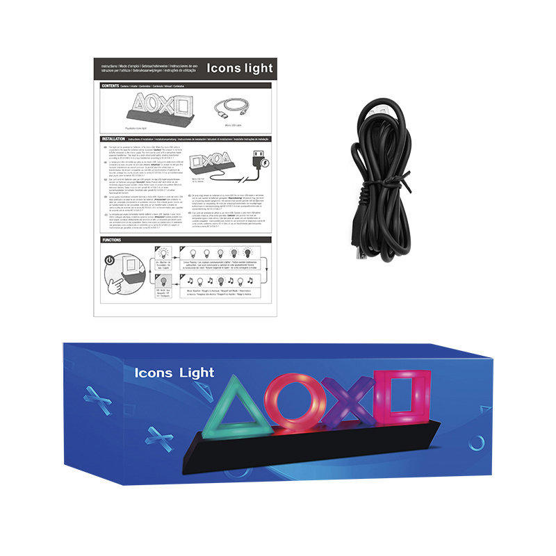 Gaming LED Lamp with PlayStation Symbols – Music-Reactive RGB Light for Gamer Bedroom Desk Decoration