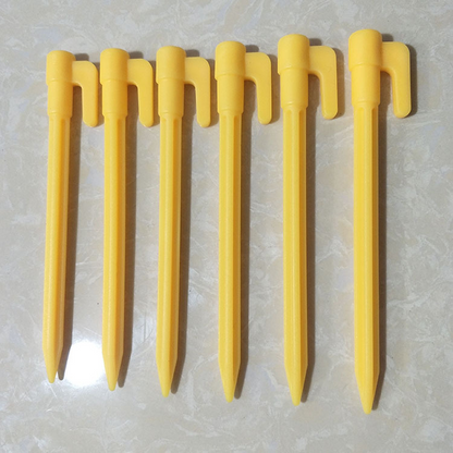 Plastic Tent Pegs with Hooks – Durable Ground Stakes for Camping, Tarps, and Shelters