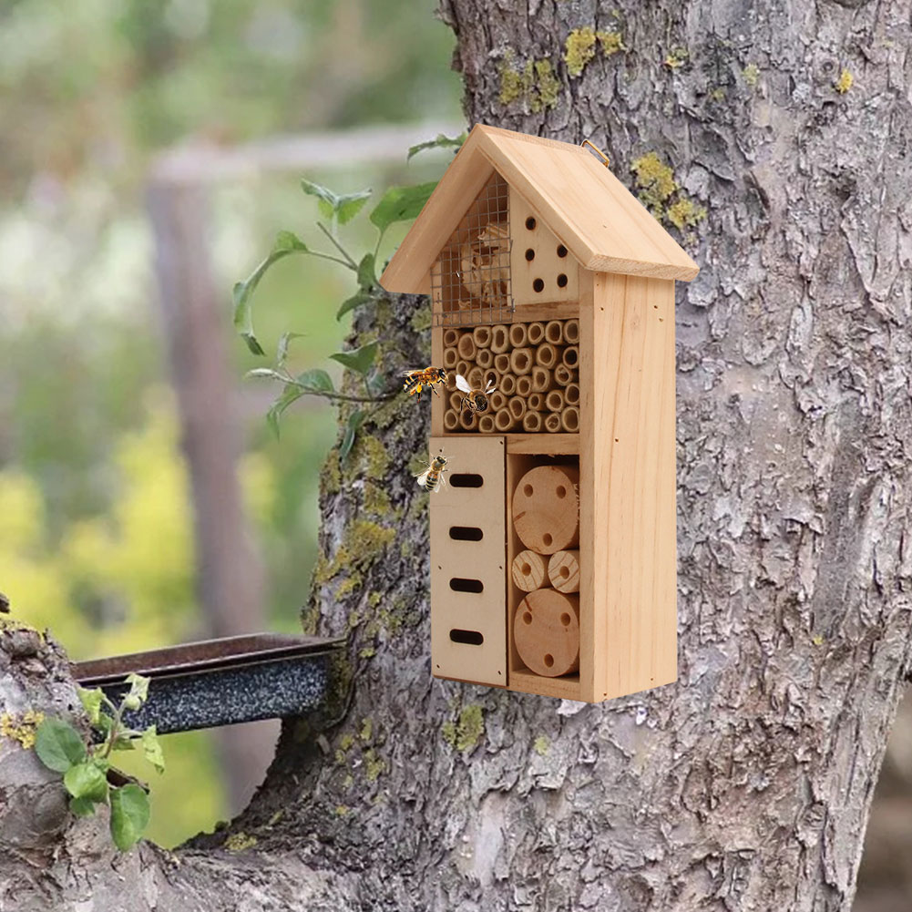 Bee and Insect-Friendly Wooden Insect House – Natural Habitat for Gardens and Patios