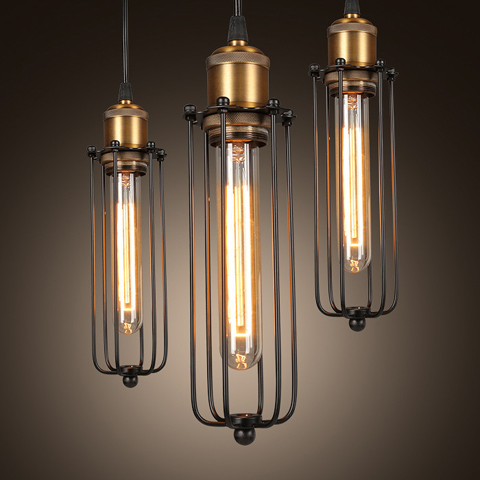 Retro Industrial Hanging Lamp – Vintage Pendant Light with Metal Grid Edison Design