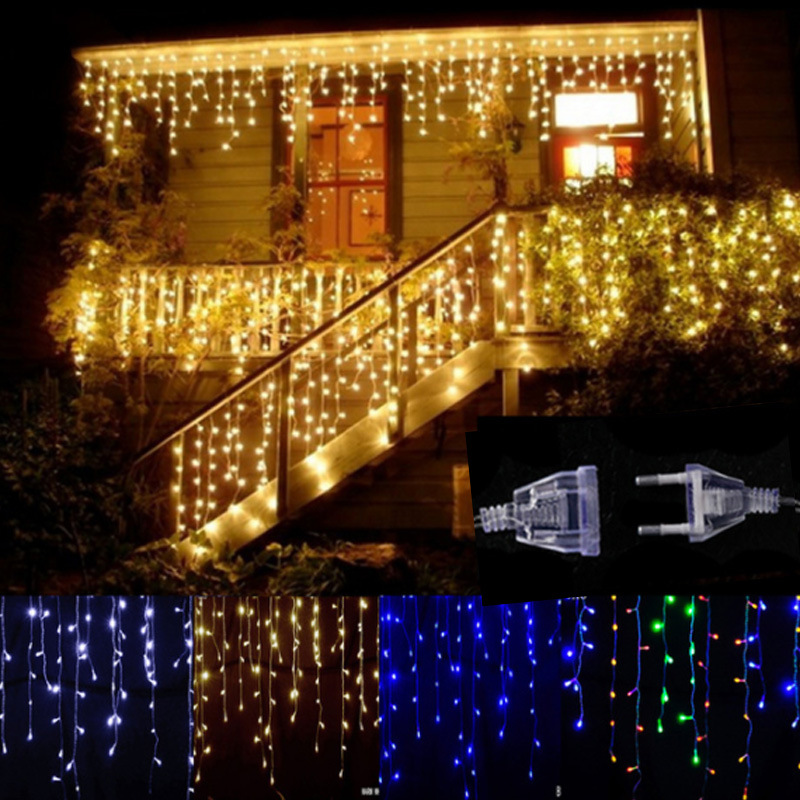 LED Icicle String Lights with Starry Sky Effect – Colorful Light Curtains for Christmas and Garden