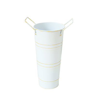 Retro Metal Flower Bucket with Handles – Decorative Flower Pot for Home and Garden