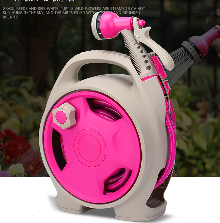 Compact Hose Reel with Spray Nozzle – Practical Garden Hose Cart for Easy Watering
