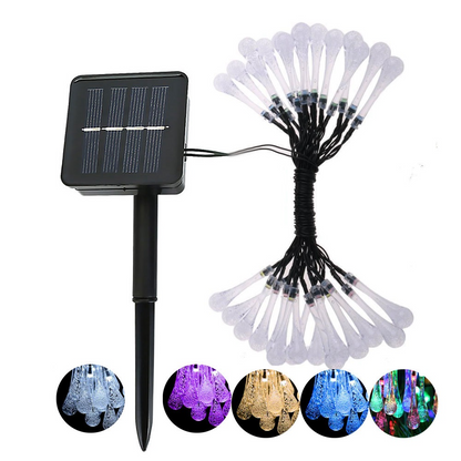 Solar-Powered LED String Lights – Colorful Raindrop Lights for Gardens and Outdoor Spaces