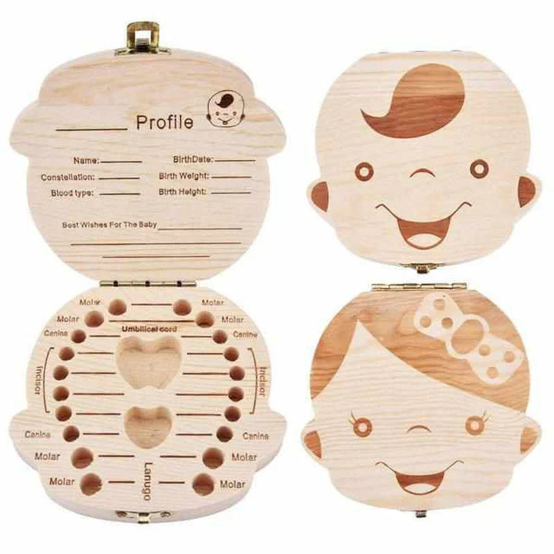 Wooden Tooth Box for Baby Teeth – Keepsake Box with Space for Teeth and Personal Information