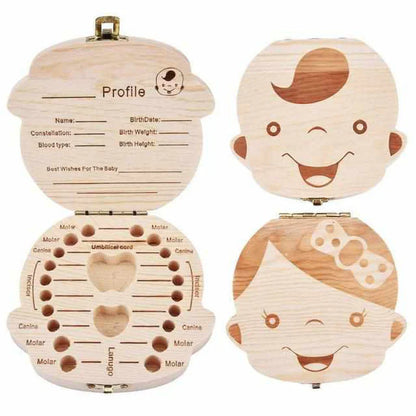 Wooden Tooth Box for Baby Teeth – Keepsake Box with Space for Teeth and Personal Information